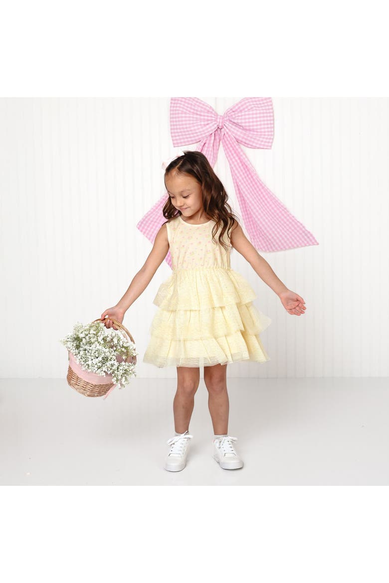 Lemon Floral Tank Tutu Dress, Alternate, color, Pastel Yellow