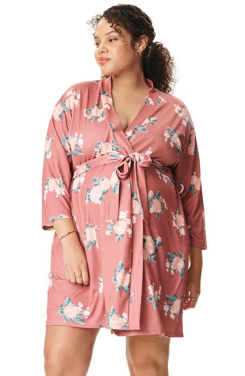 Motherhood Maternity Maternity Robe And Nursing Chemise Sleep Set In Pink