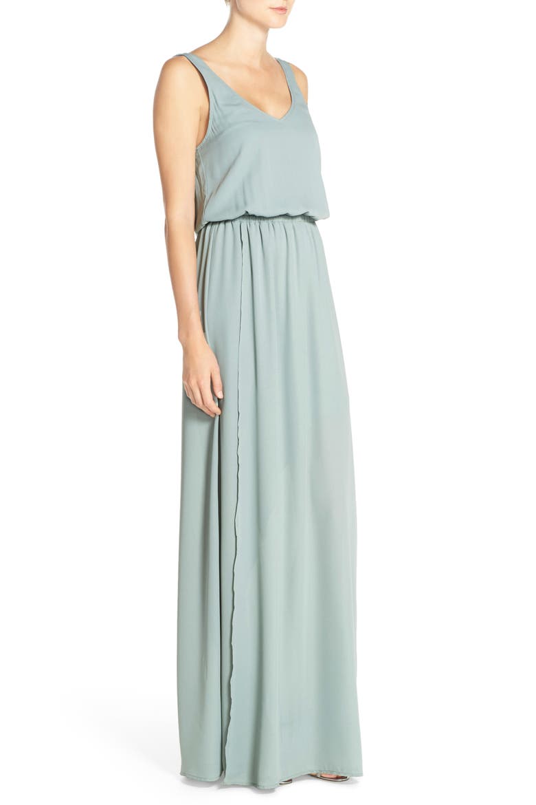 Kendall Blouson A-Line Gown, Alternate, color, SILVER SAGE CRISP