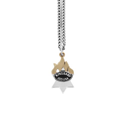 King Baby Studio Star Of David Pendant With Gold Tone Alloy Flames In Metallic