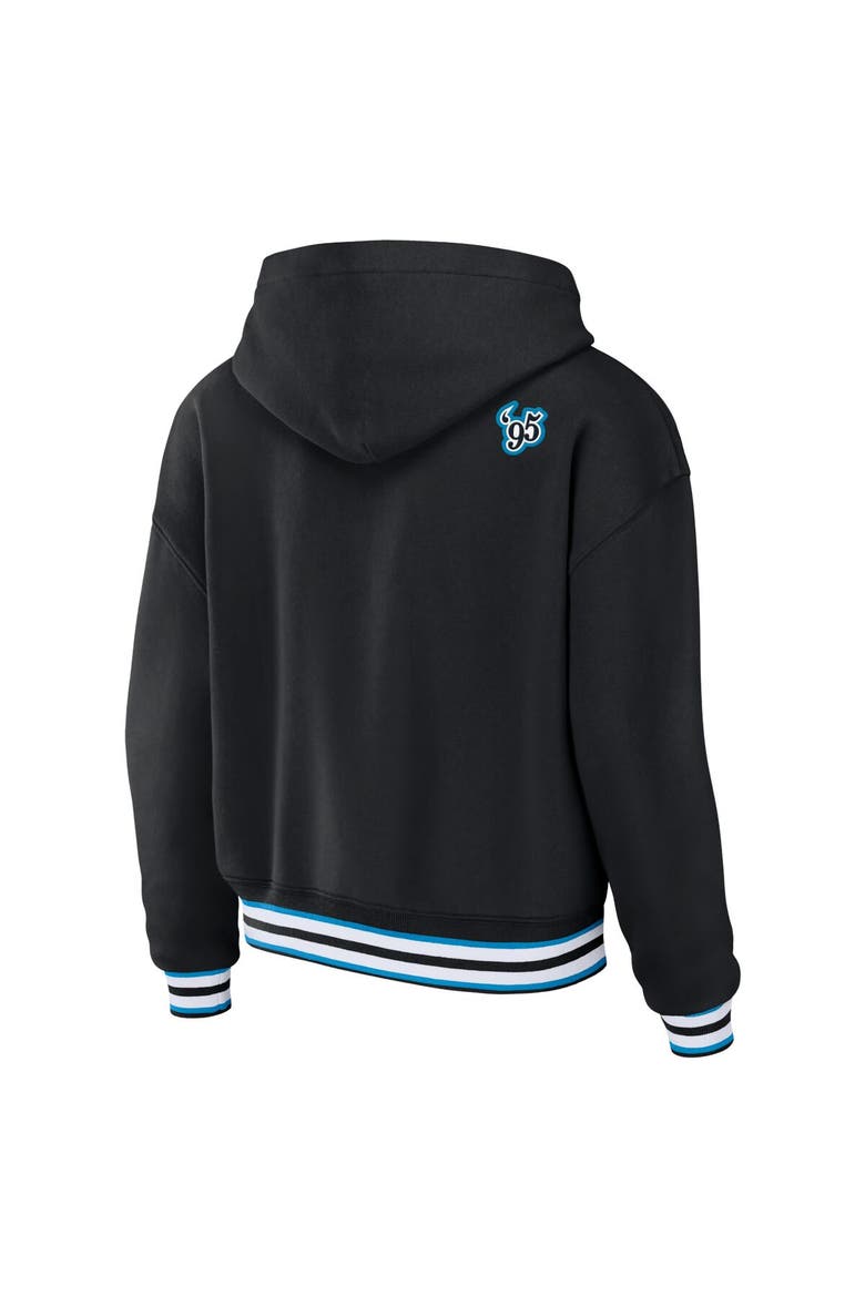Women's WEAR by Erin Andrews Black Carolina Panthers Lace-Up Pullover Hoodie, Alternate, color, Black