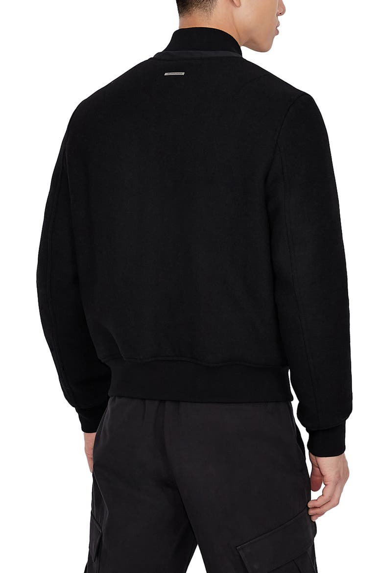 AX Armani Exchange Wool Bomber Jacket, Alternate, color, SOLID BLACK