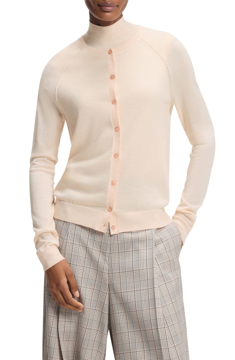BOSS Fonami Merino Wool Cardigan, Main, color, Soft Pearl