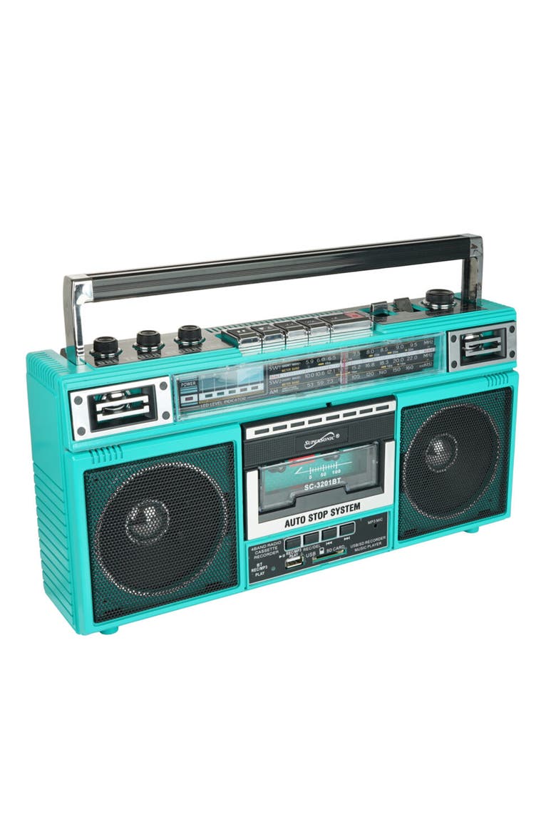 Retro Radio Speaker & Cassette Player Bluetooth, Alternate, color, Blue
