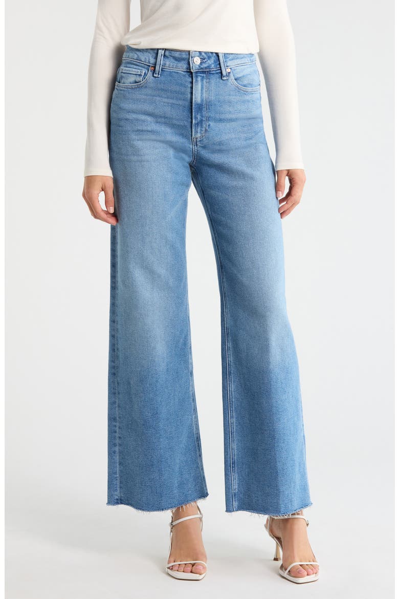 Anessa High Waist Raw Hem Wide Leg Jeans, Main, color, BIG SKY