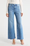 PAIGE Anessa High Waist Raw Hem Wide Leg Jeans