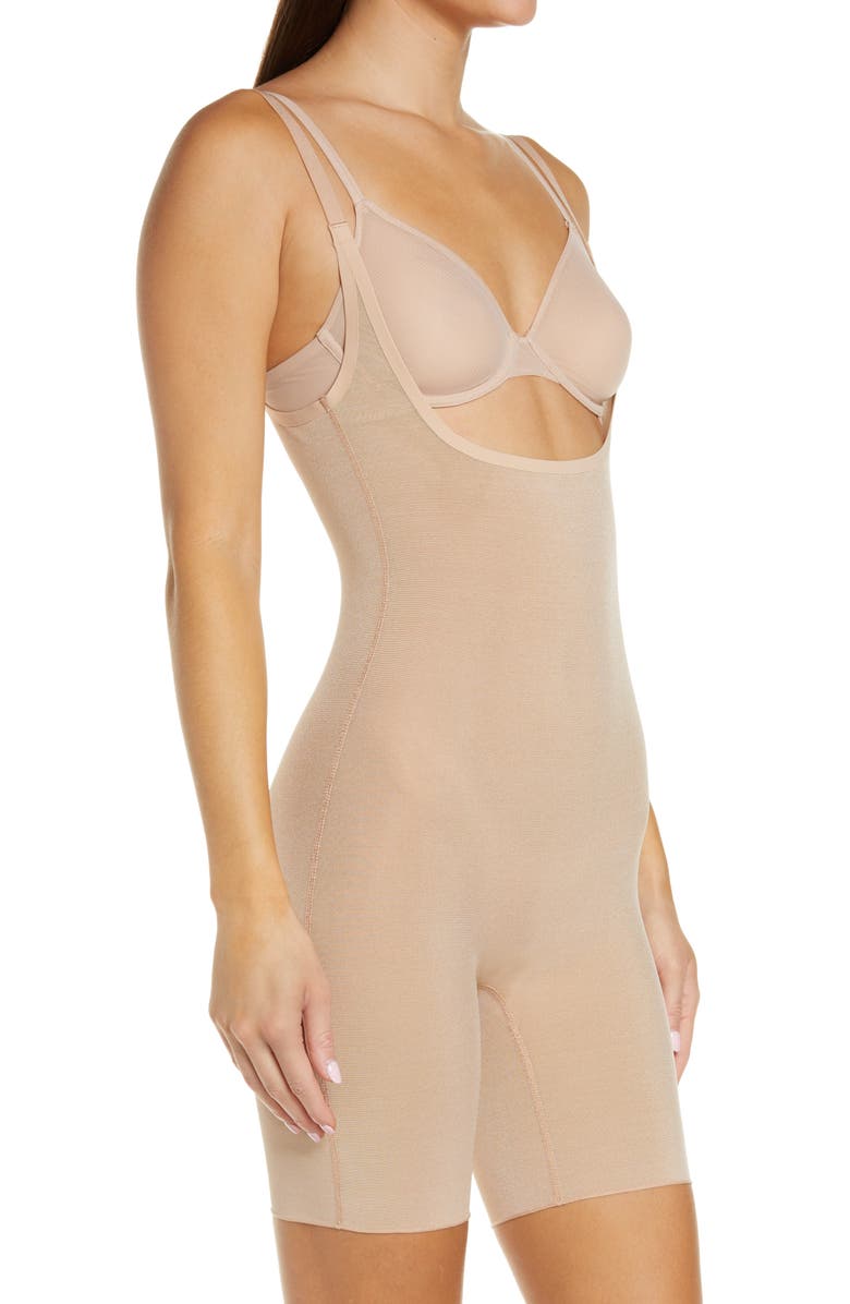 SKIMS Sheer Sculpting Open Bust Bodysuit, Alternate, color, Clay
