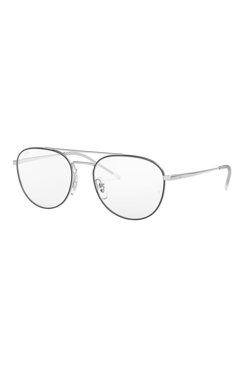 Unisex 55mm Aviator Optical Glasses, Alternate, color, BLACK SILVER
