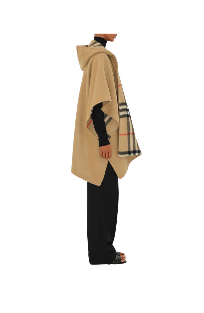 Burberry EKD Cashmere Hooded Cape, Alternate, color, Archive Beige