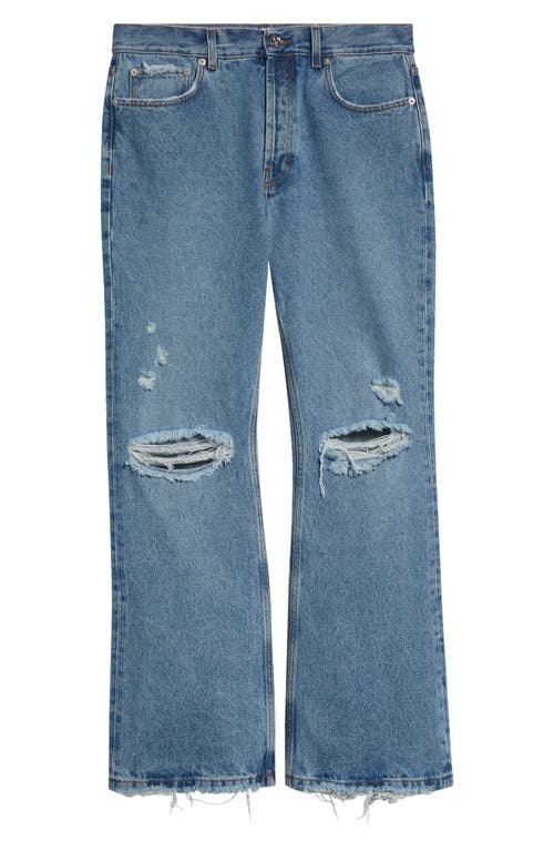 Séfr Ripped And Frayed Jeans In Trashed Mid Blue
