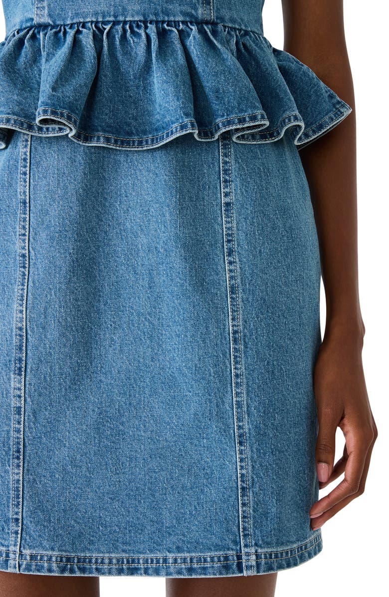 Steve Madden Giselia Denim Peplum Minidress, Alternate, color, Marina Wash