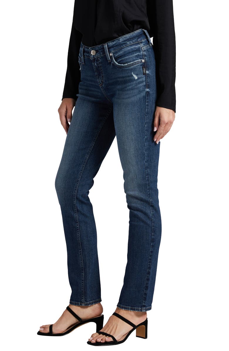 Silver Jeans Co. Elyse Distressed Ankle Straight Leg Jeans, Alternate, color,