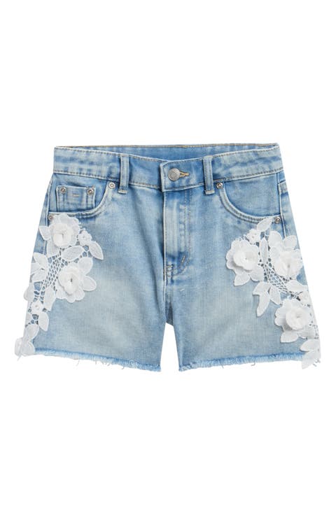 Kids' Floral Lace Denim Shorts (Big Kid)