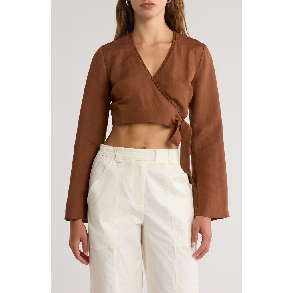 Simkhai Hailey Wrap Crop Top In Brown