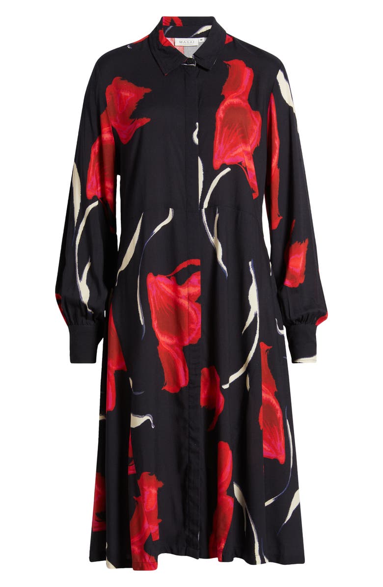 Masai Copenhagen Nadia Floral Long Sleeve Midi Shirtdress, Alternate, color,
