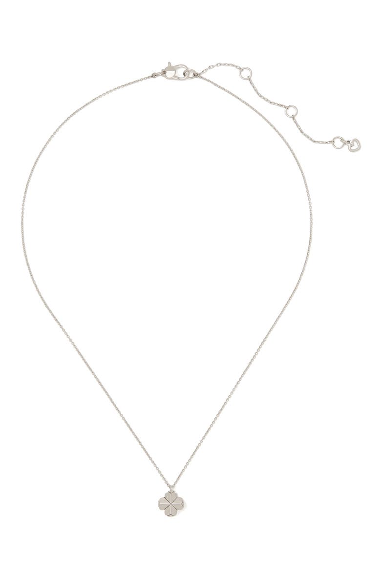 mini spade flower pendant necklace, Main, color, SILVER