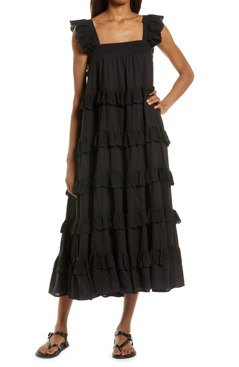 AllSaints Serina Tiered Maxi Dress, Alternate, color,