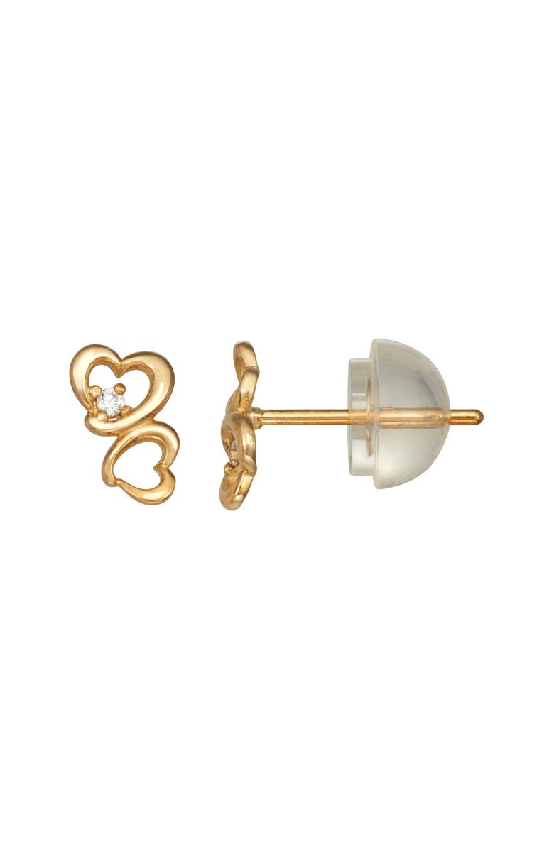 FZN Diamond Heart Stud Earrings, Main, color, Gold