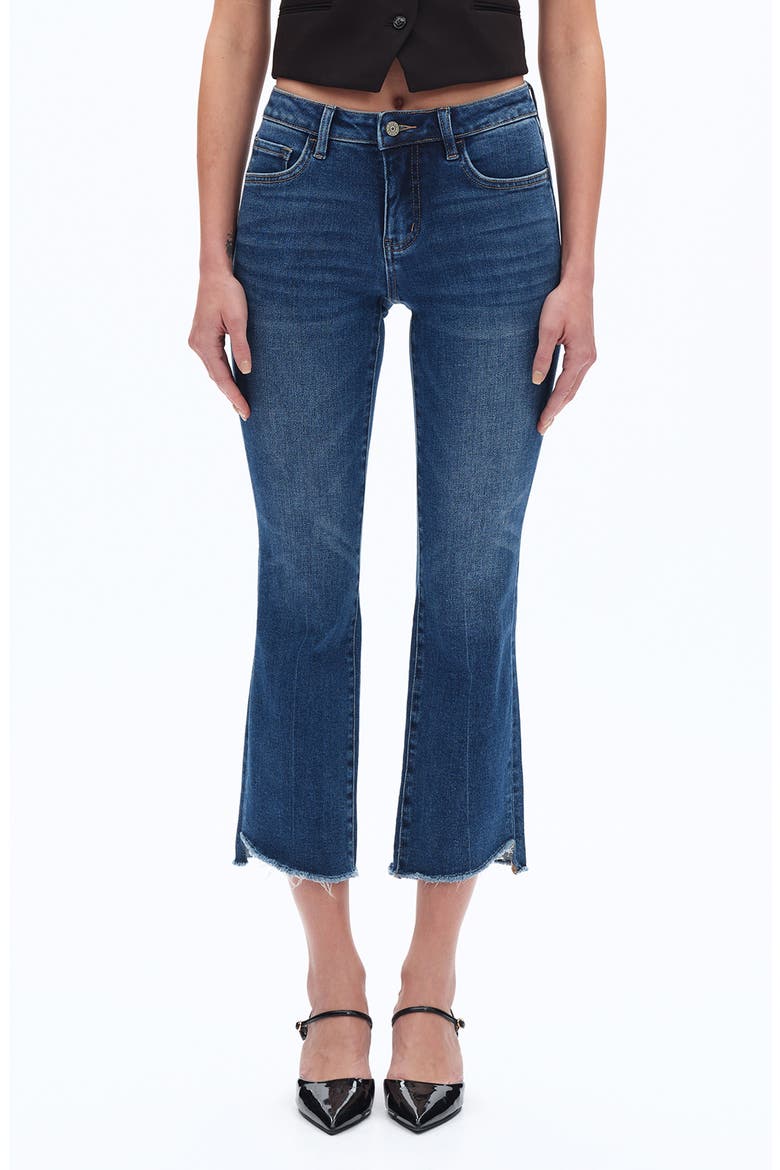 Frayed Step Hem Mid Rise Ankle Bootcut Jeans, Main, color, DIAMONDS