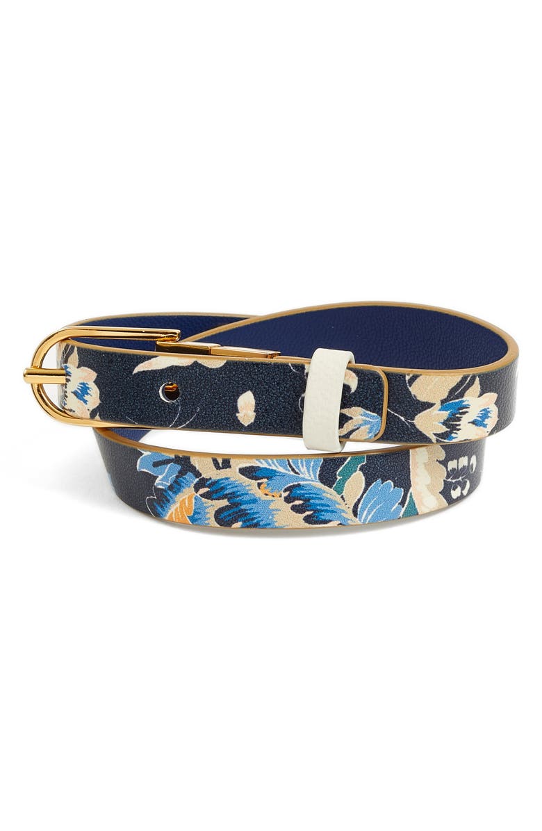 Tory Burch Happy Times Reversible Wrap Leather Bracelet, Main, color, 