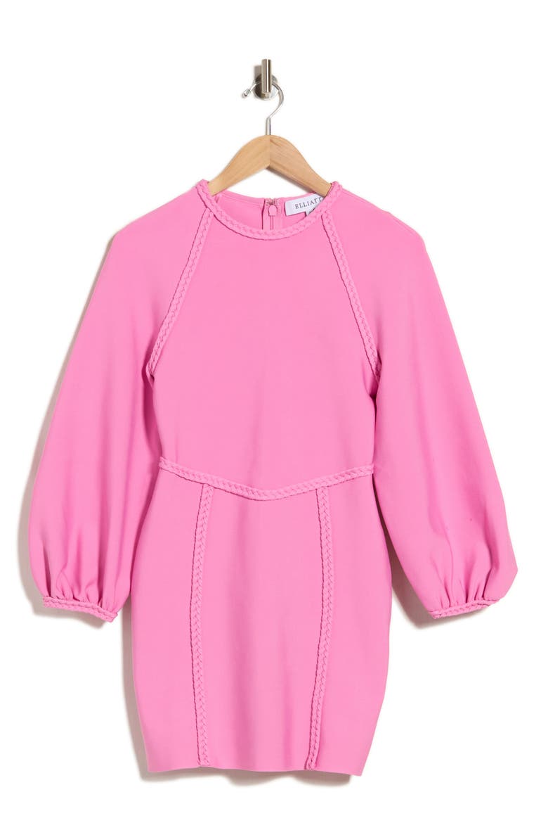 Coralene Long Sleeve Minidress, Main, color, PEONY PINK