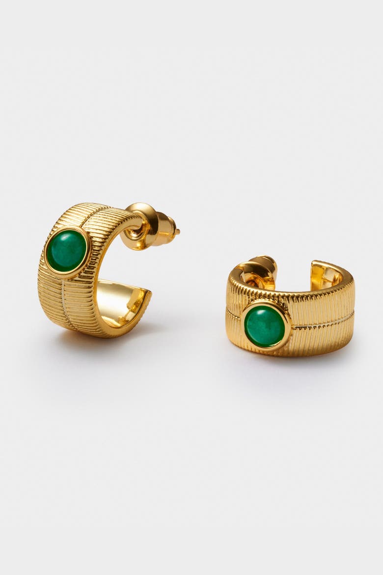 'May' Waterproof Gold Birthstone Hoop Earrings, Alternate, color, May