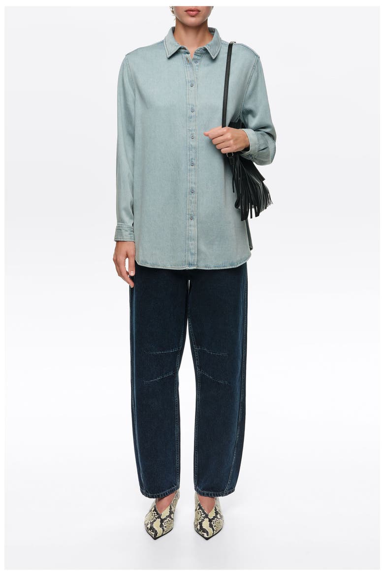 Straight Fluid Denim Shirt, Alternate, color, LIGHT BLUE