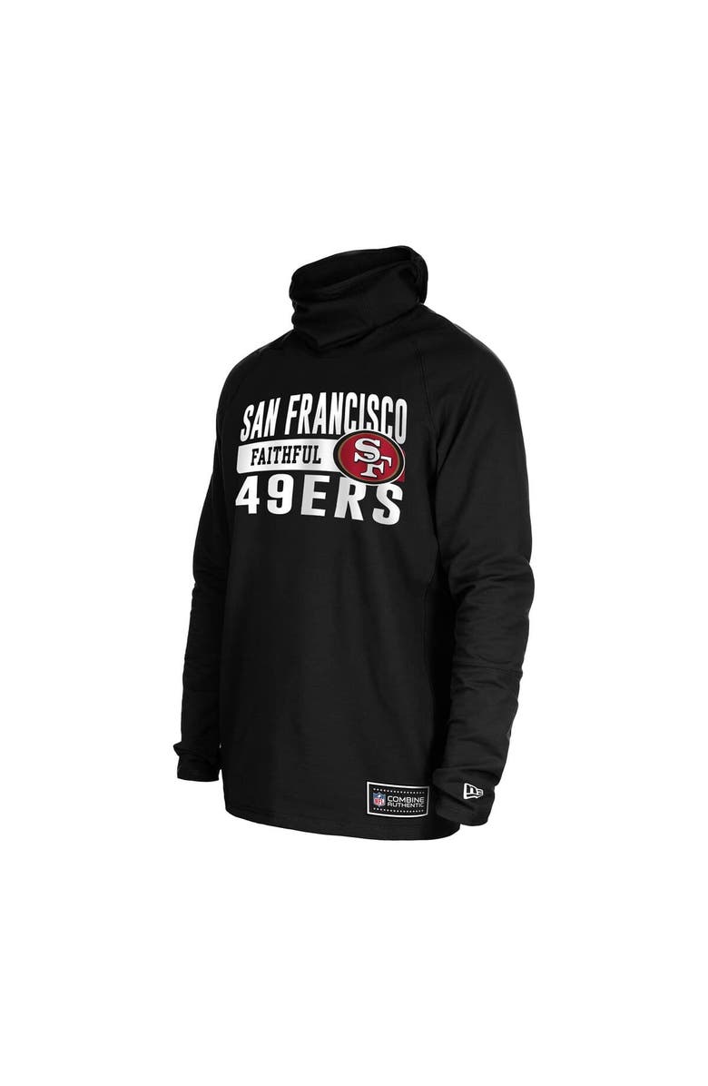 New Era Men's New Era Black San Francisco 49ers Functional Fandom Balaclava Helmet Stripe Tri-Blend Hoodie, Alternate, color, Black