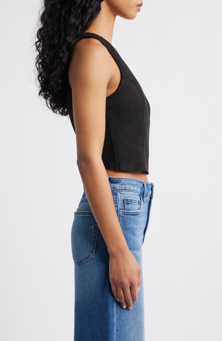 HIDDEN JEANS Faux Sude Bodycon Front Zip Vest, Alternate, color, Black