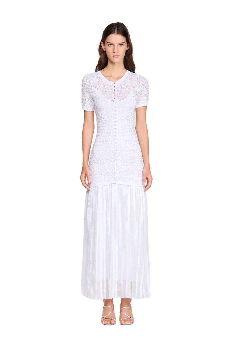 Beaded knit maxi dress, Main, color, White