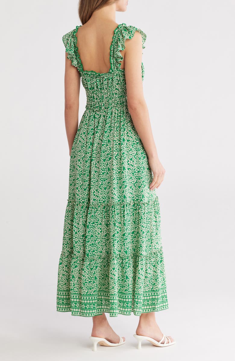 MAX STUDIO Ruffle Cap Sleeve Tiered Maxi Dress, Alternate, color,