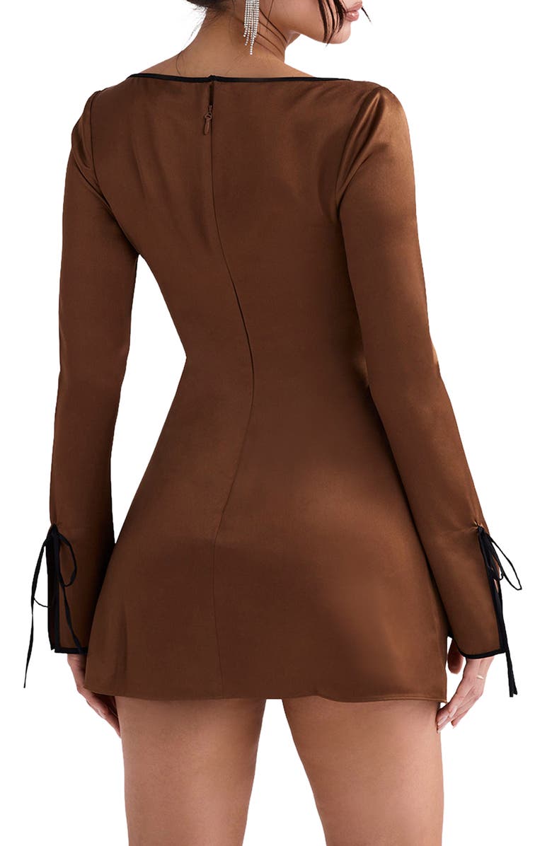 HOUSE OF CB Sakina Long Sleeve Satin Minidress, Alternate, color, 