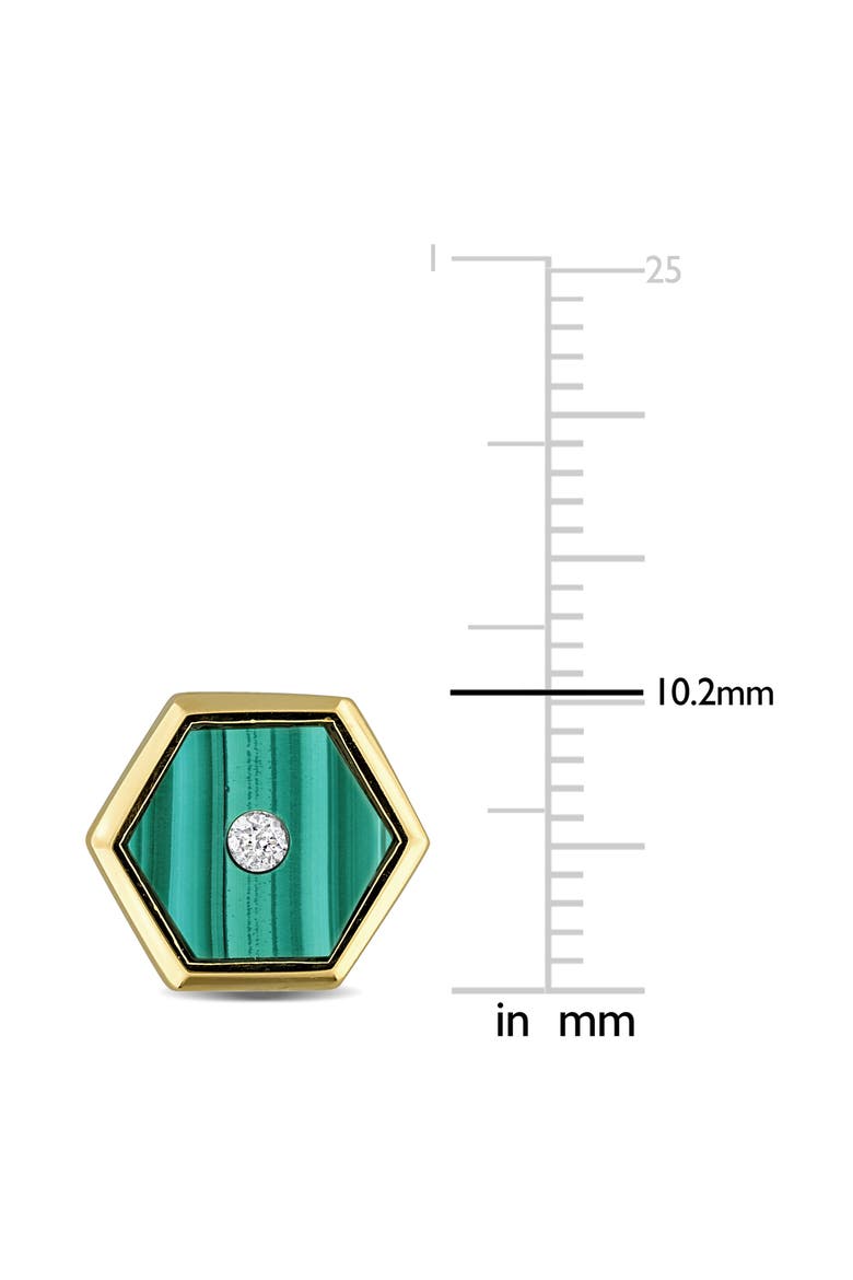 Malachite & Diamond Hexagon Stud Earrings - 0.07ct., Alternate, color, GREEN