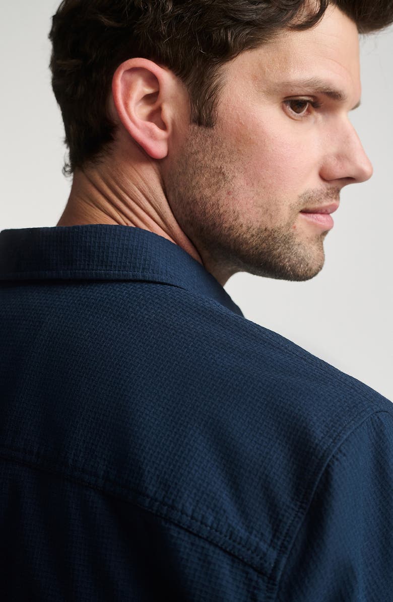 Mavi Jeans Textured Stretch Cotton Button-Up Shirt, Alternate, color, Black Iris