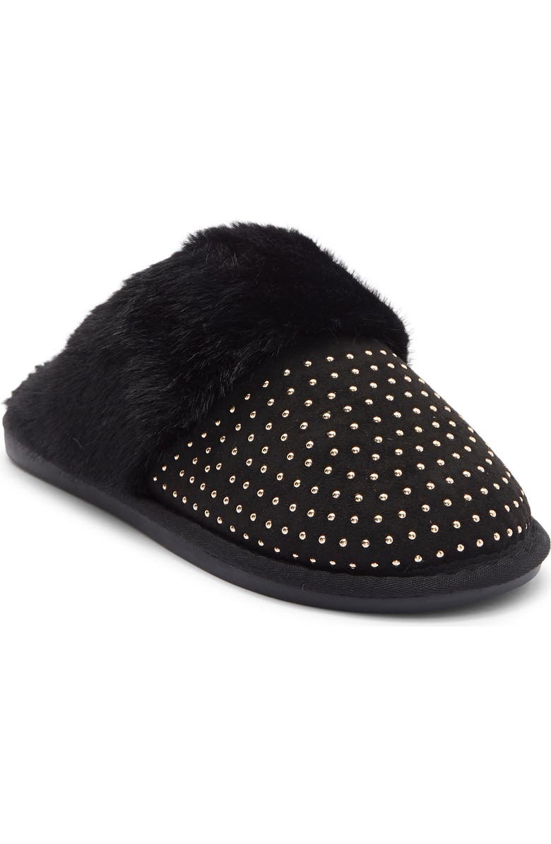 Rebecca Minkoff Marni Faux Fur Trim Scuff Slipper, Main, color, Black