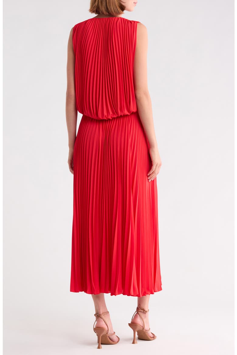 Sleeveless Plissé Dress, Alternate, color, RED