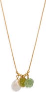Nordstrom Floral Agate & Freshwater Pearl Pendant Necklace