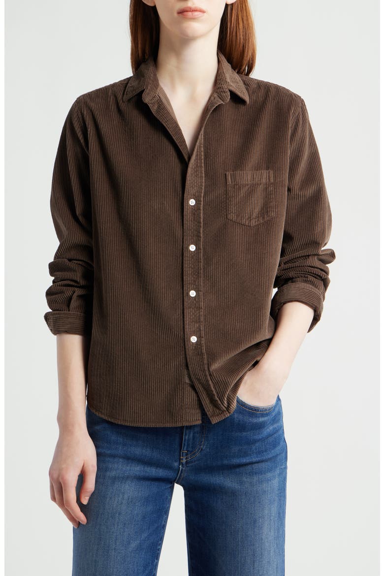 Eileen Relaxed Corduroy Button-Up Shirt, Main, color, SAGEBRUSH GREEN CORDUROY