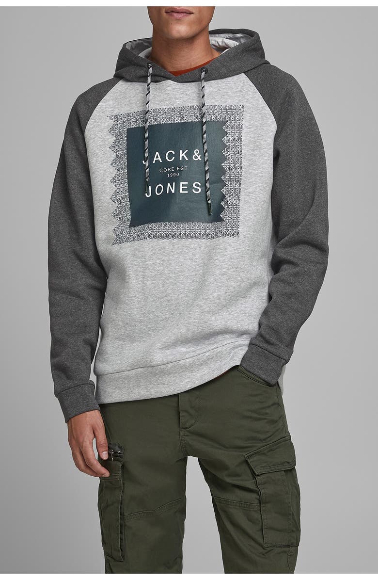 JACK&JONES Logo Pullover Hoodie, Main, color, 