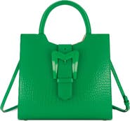Mac Duggal Crocodile Leather Buckle Detail Medium Tote Bag
