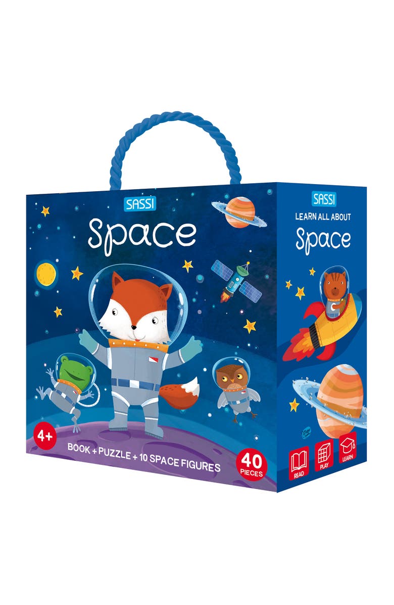 Sassi Qbox Space 40Pc Puzzle and Booklet, Main, color, Multicolored