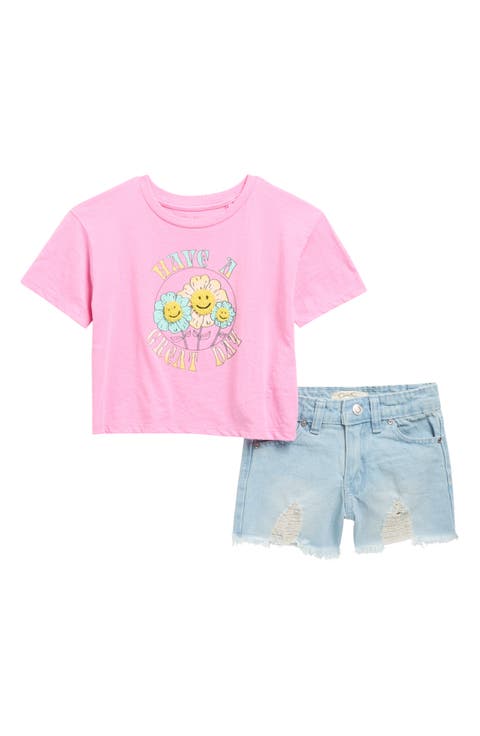 Kids' Graphic T-Shirt & Denim Shorts Set (Toddler)
