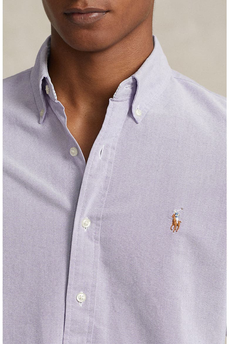 Contrast Trim Cotton Oxford Button–Down Shirt, Alternate, color, THISTLE