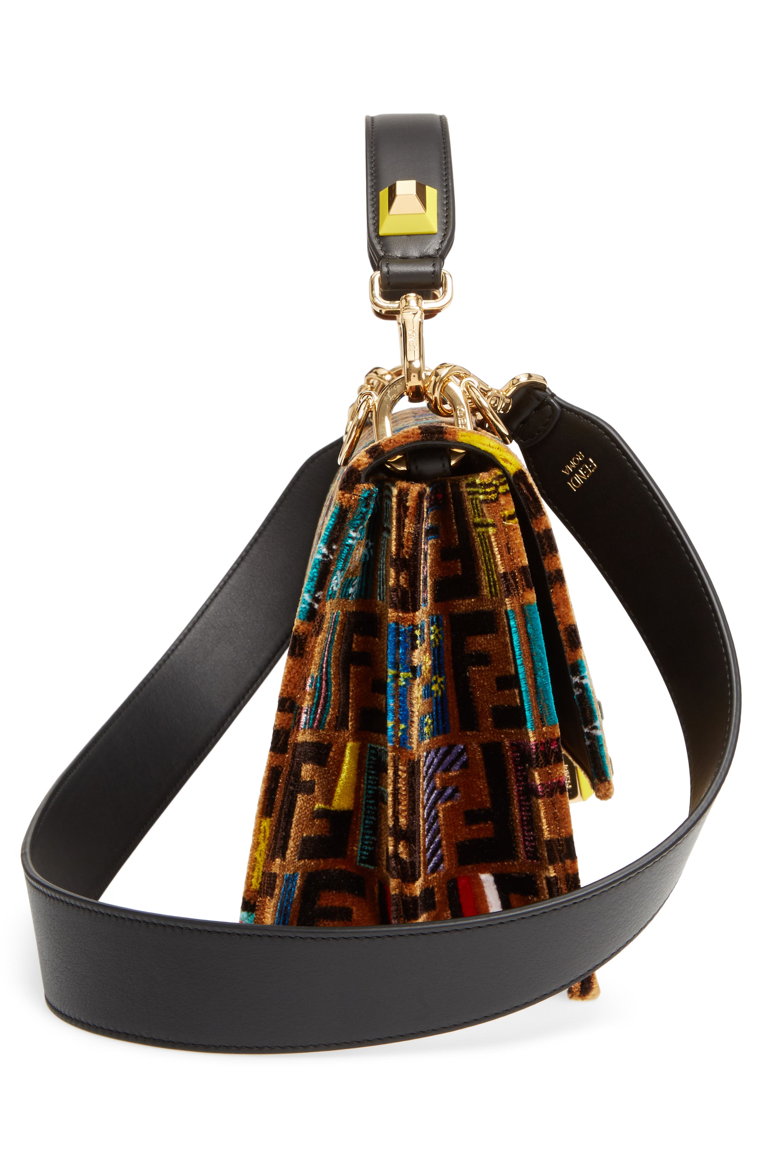 Fendi Kan I Tappetino Velvet Shoulder Bag, Alternate, color, 