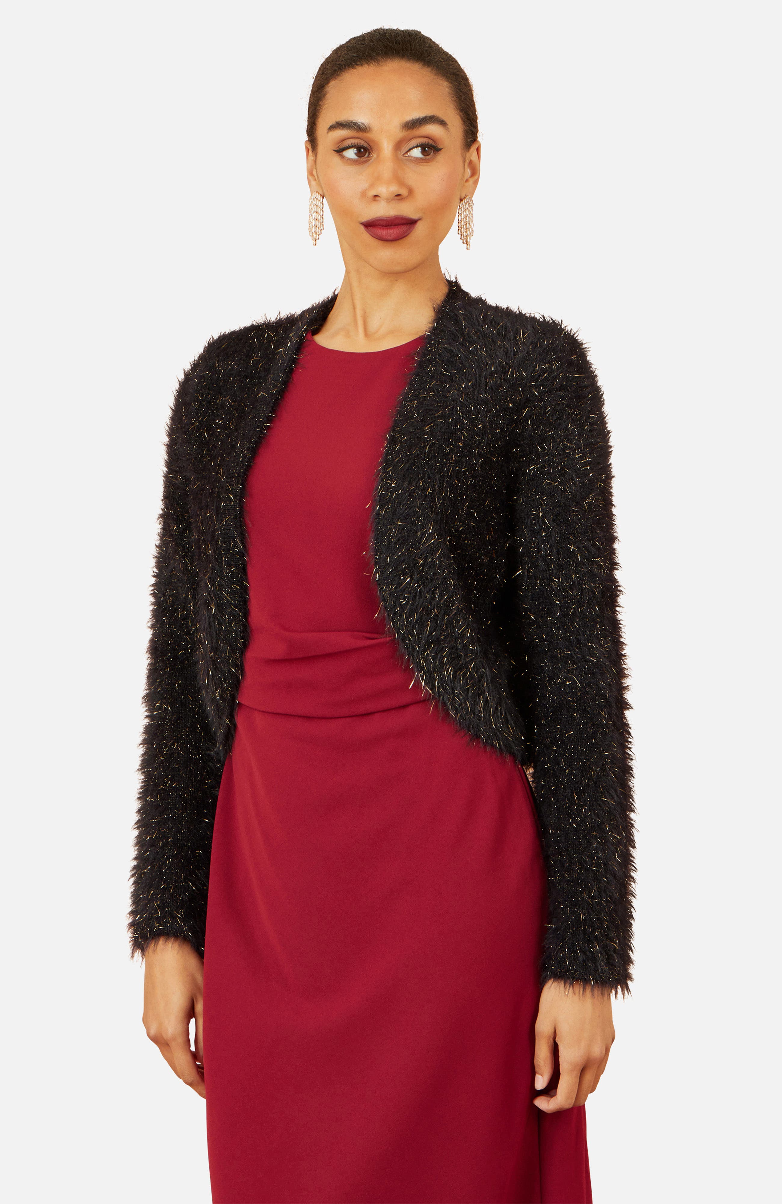 Metallic Fluffy Eyelash Bolero