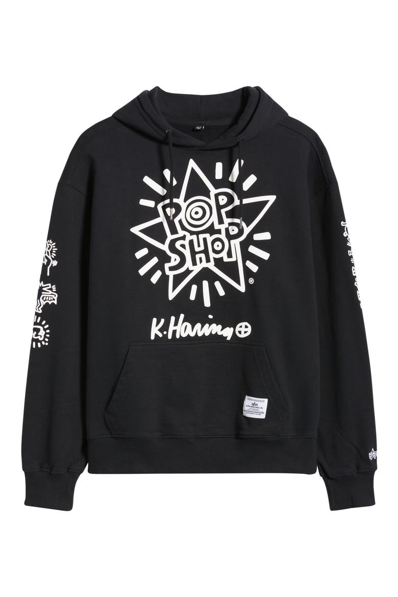 x Keith Haring Alpha Cotton Hoodie, Alternate, color, BLACK