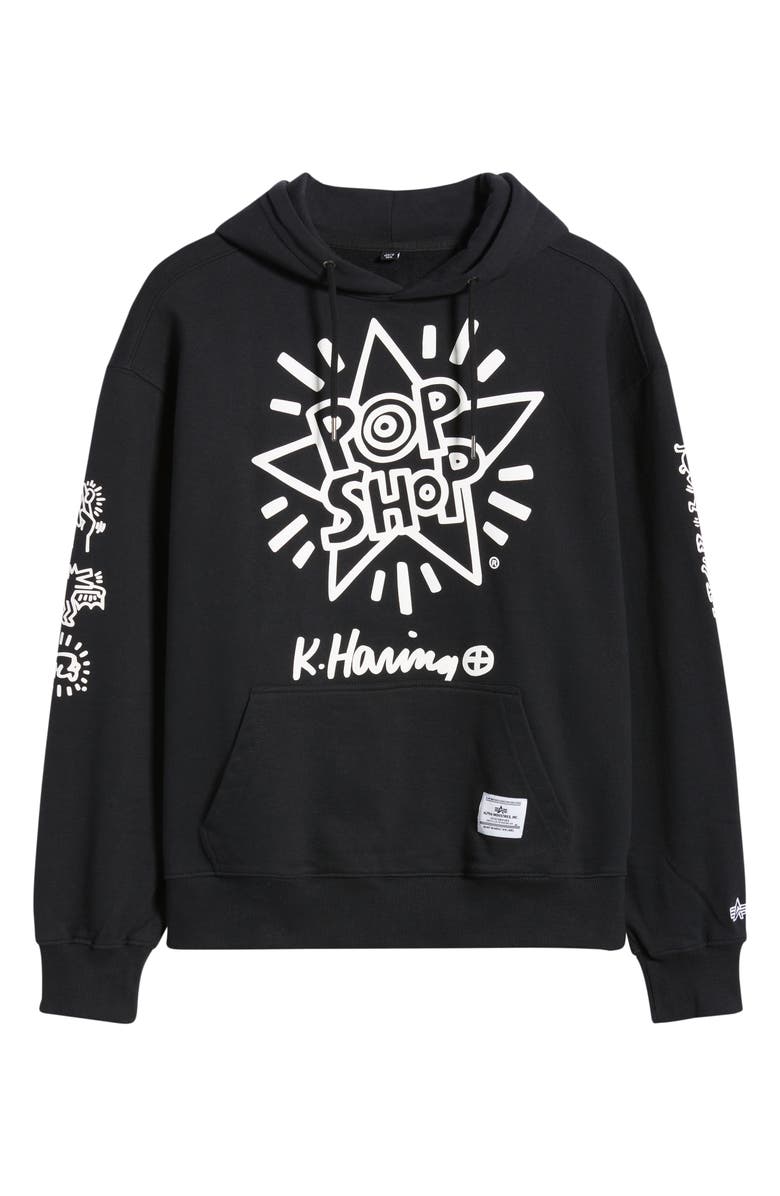 Alpha Industries x Keith Haring Alpha Cotton Hoodie, Main, color, Black