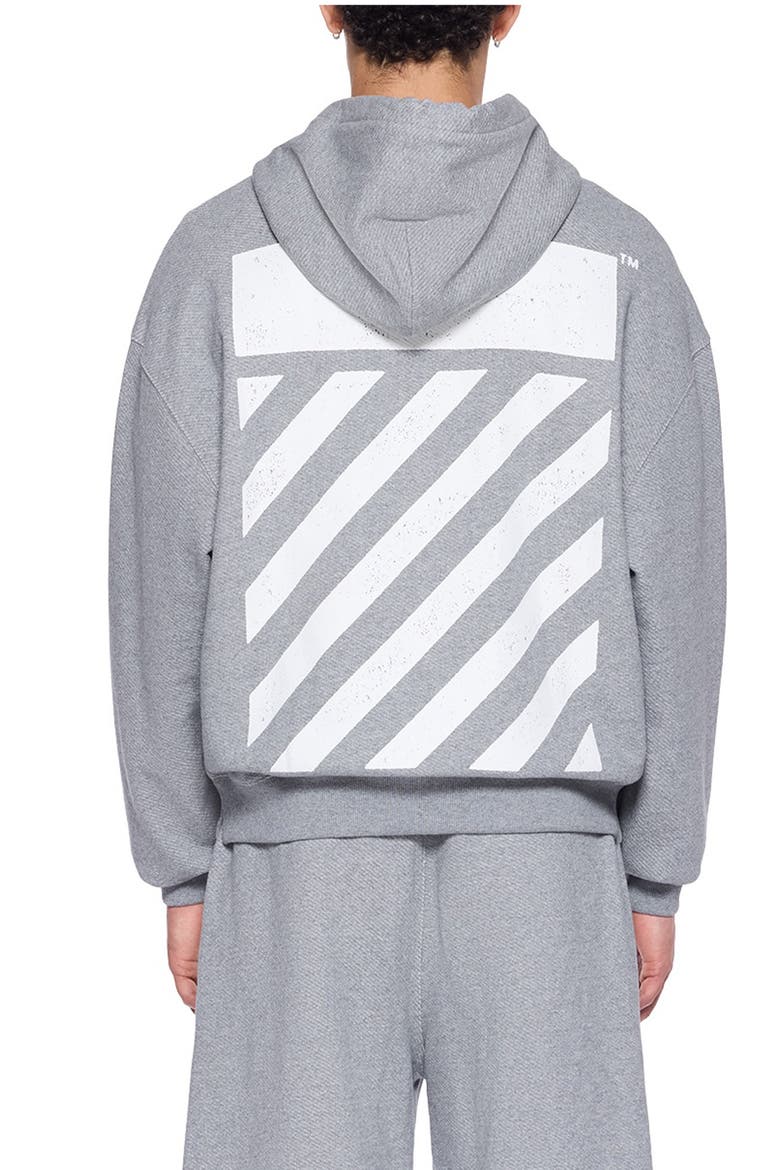 Diagonal Stripe Logo Cotton French Terry Graphic Hoodie, Alternate, color, HEATHER GREY