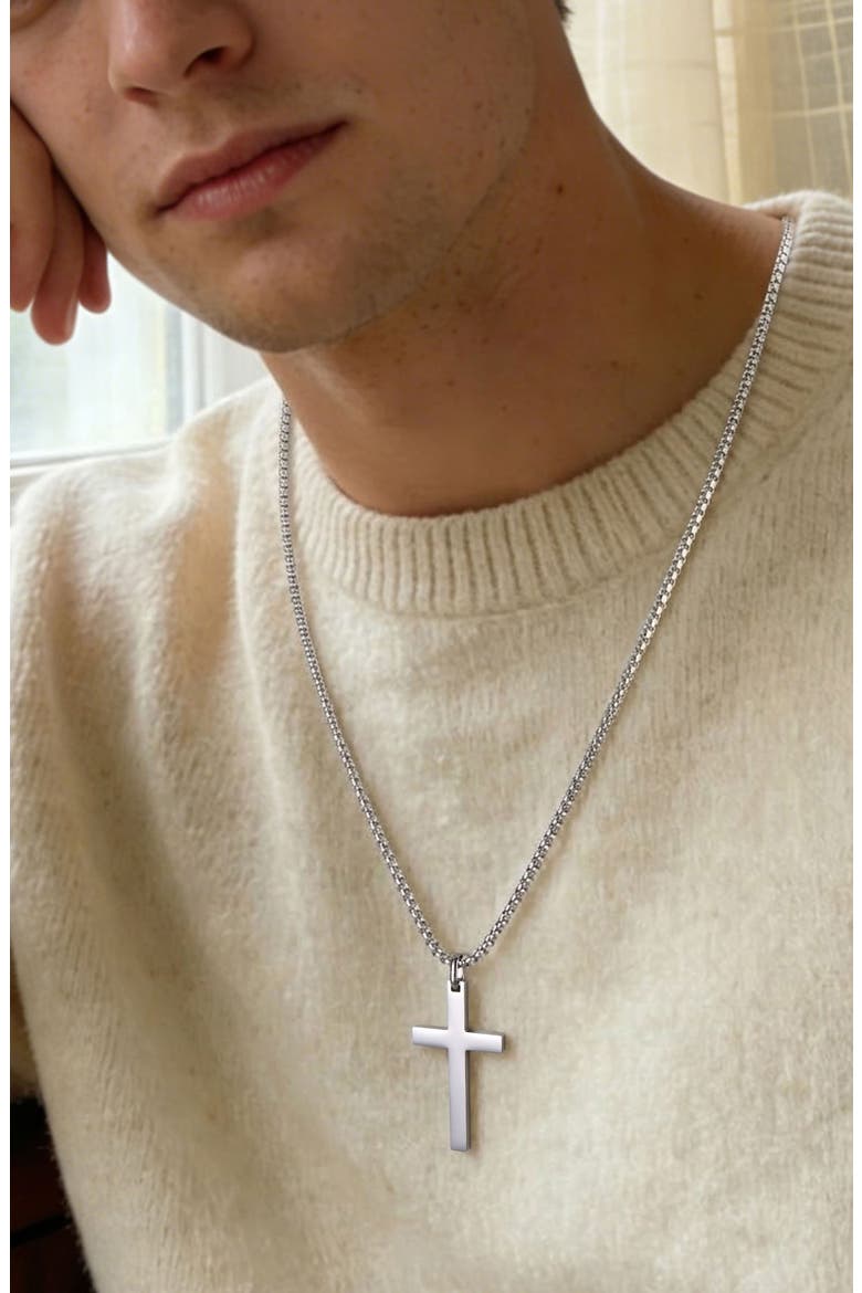 Men's Cross Pendant Necklace, Alternate, color, SILVER