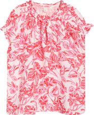 Caslon® Ruffle Accent Cotton Gauze Top